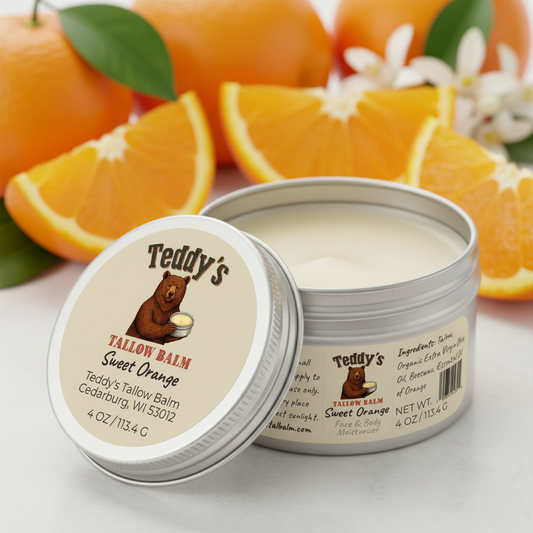 Sweet Orange Tallow Balm with oranges
