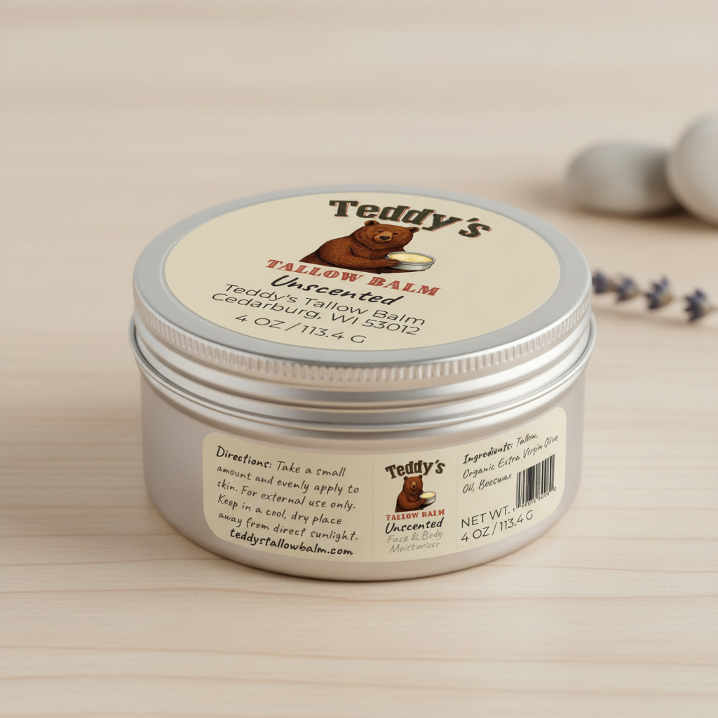 Unscented Tallow Balm mockup clear text